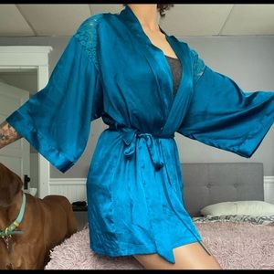 Satin Blue mini robe